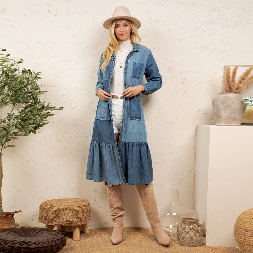 Vintage Bohemian Tiered Midi Dress - Boho Eyelet NEW: GRAVEL / REGULAR (S-M-L-XL 2-2-2-1)