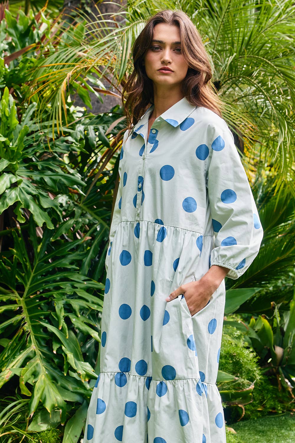 Sage Polka Dot Maxi Dress
