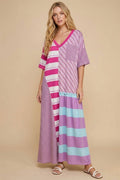 Mixed-Stripe Patchwork Maxi Dress