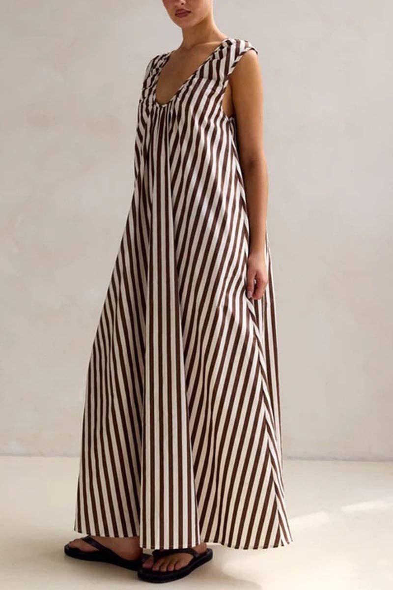Cocoa & Cream Striped Maxi