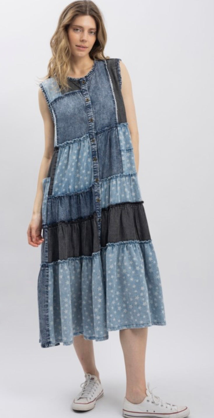 Denim Dreams Patchwork Dress