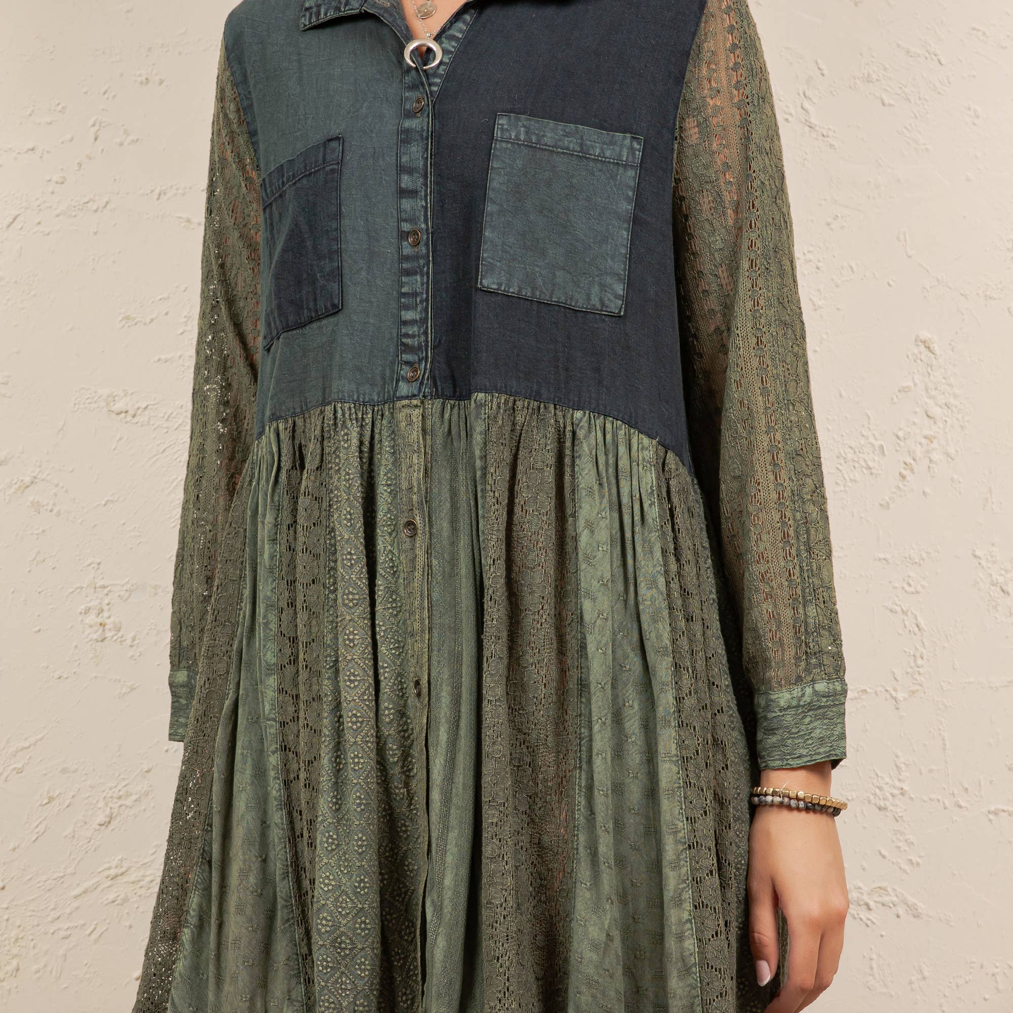 Vintage Bohemian Tiered Midi Dress - Boho Eyelet NEW: GRAVEL / REGULAR (S-M-L-XL 2-2-2-1)