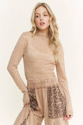 Mesh Floral Lace Layering top HT6578P1 : Taupe / S-M-L / 2-2-2
