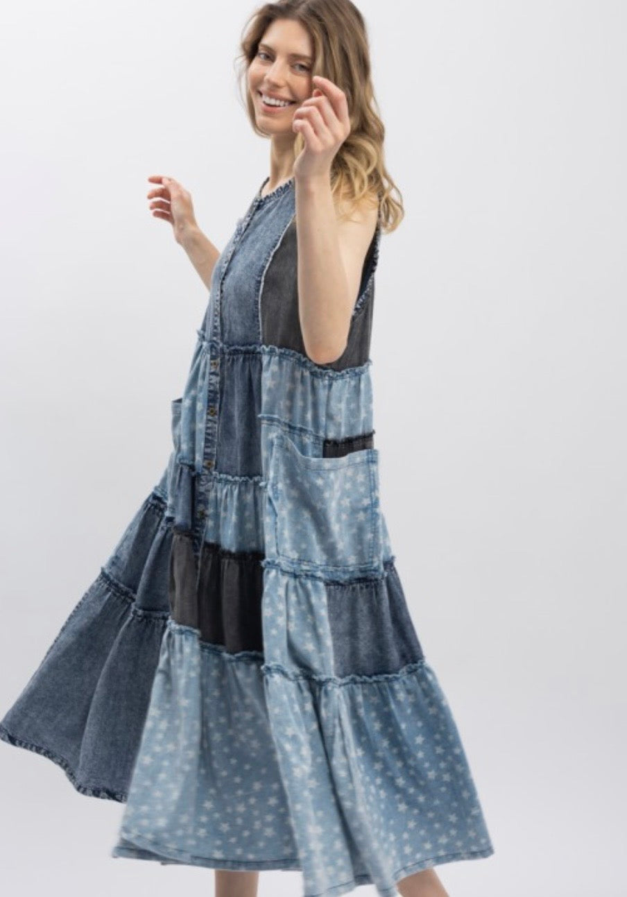 Denim Dreams Patchwork Dress