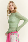 Mesh Floral Lace Layering top HT6578P1 : Sage / S-M-L / 2-2-2