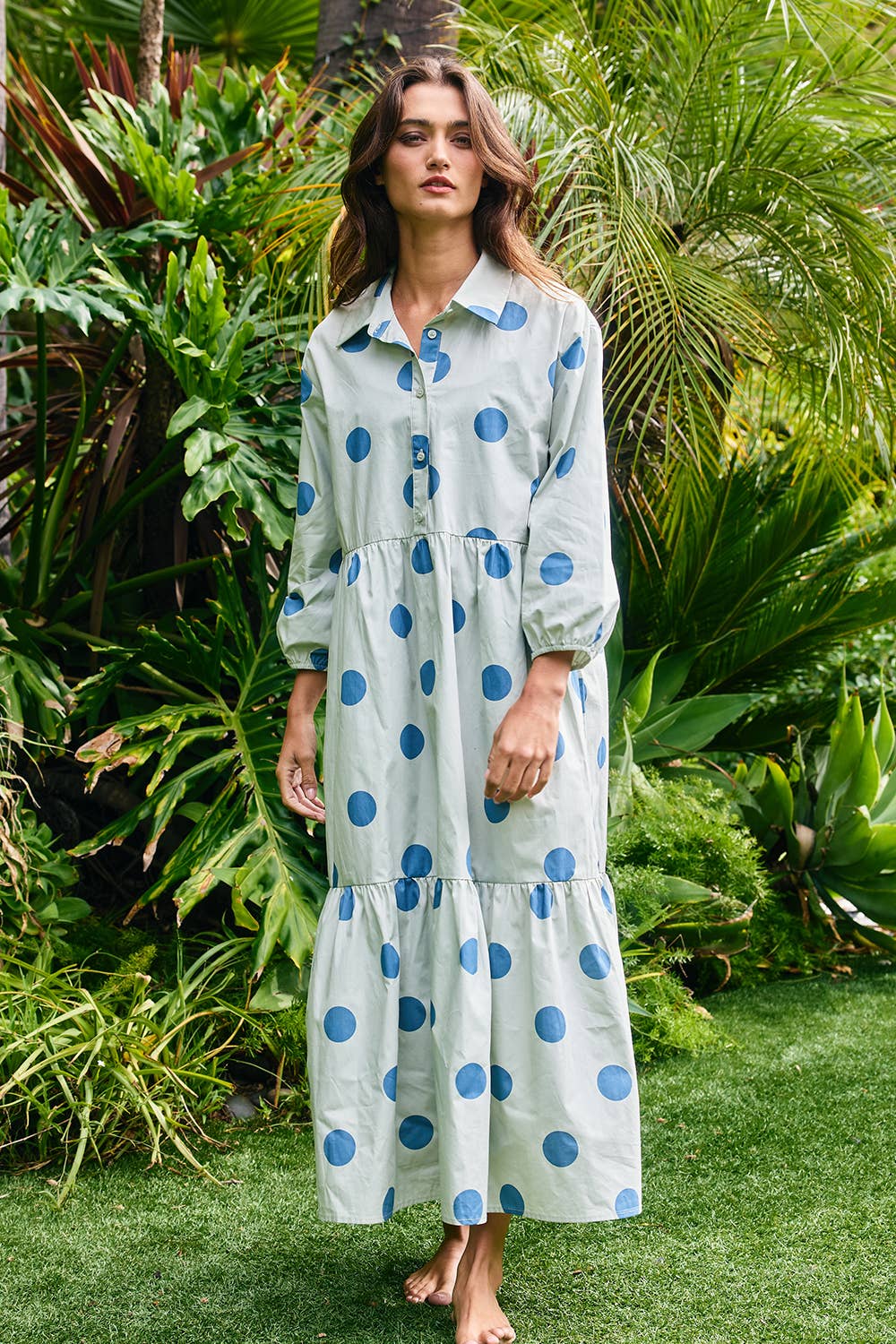 Sage Polka Dot Maxi Dress
