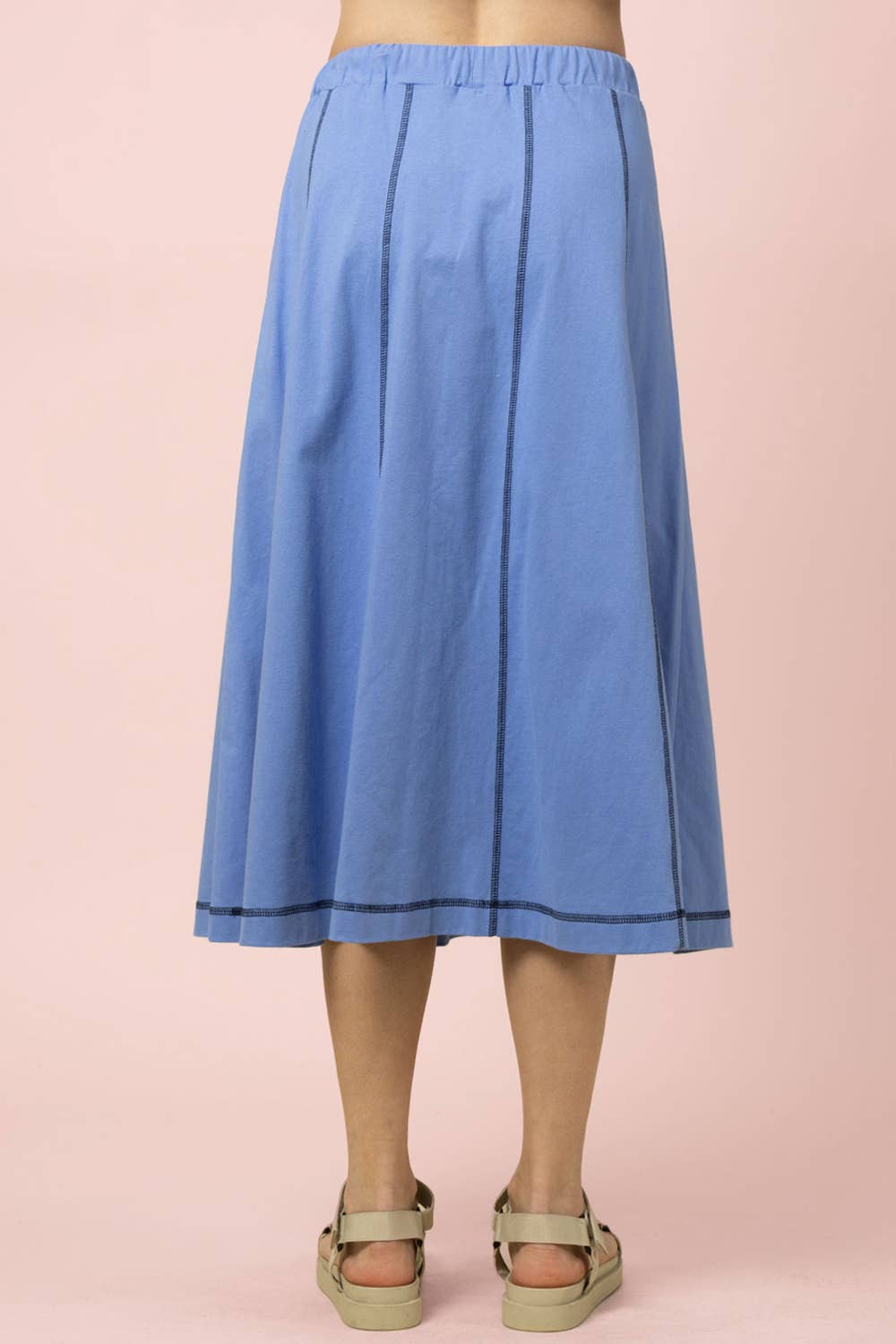 NS50213-Stitch Detail Casual Knit Midi Skirt: TOBACCO / S-M-L/2-2-2