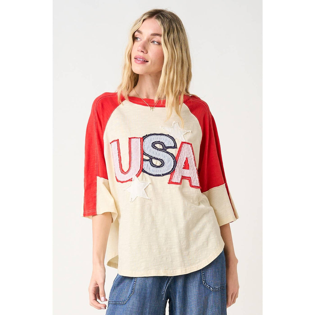 USA Star Patchwork Top