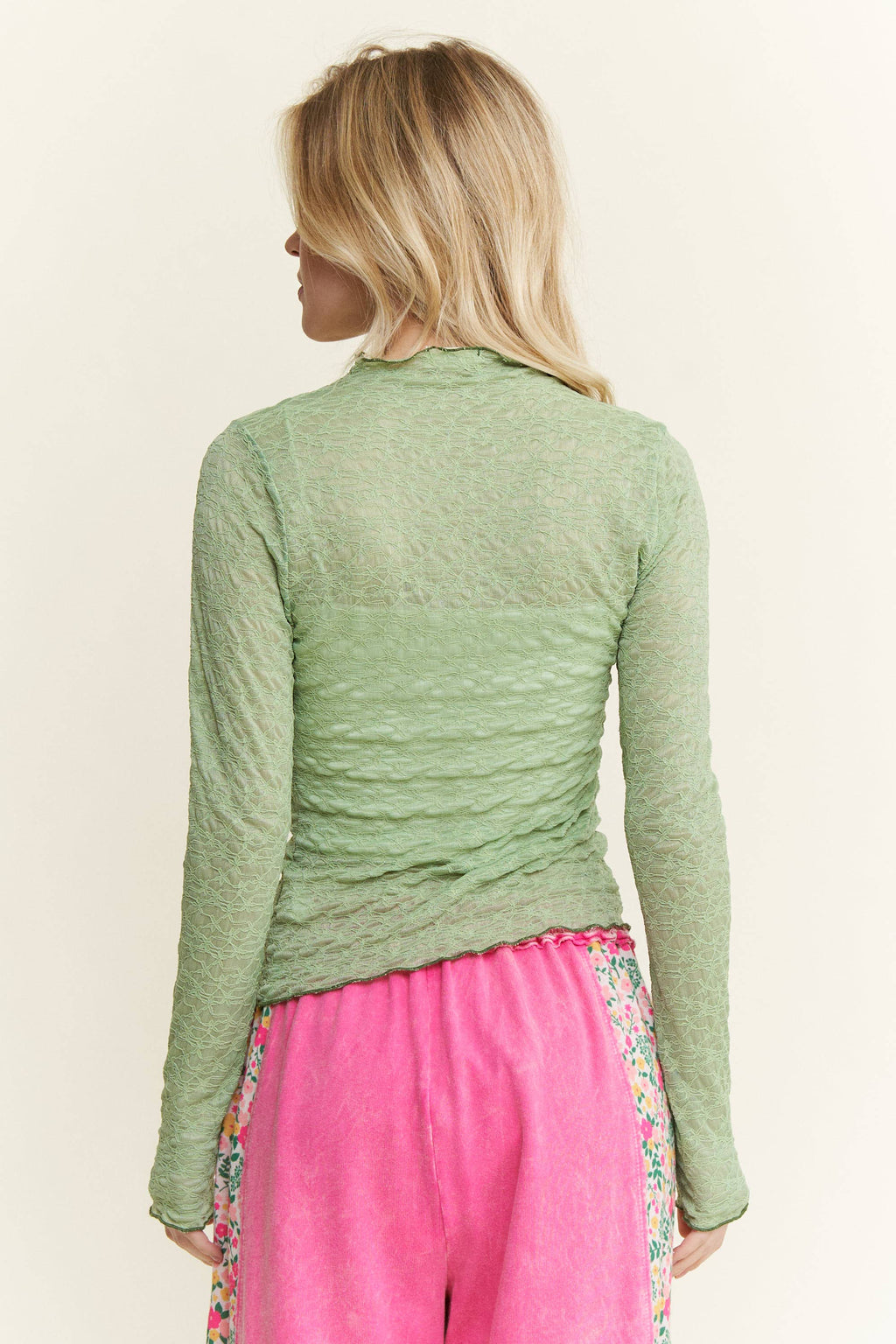 Mesh Floral Lace Layering top HT6578P1 : Sage / S-M-L / 2-2-2