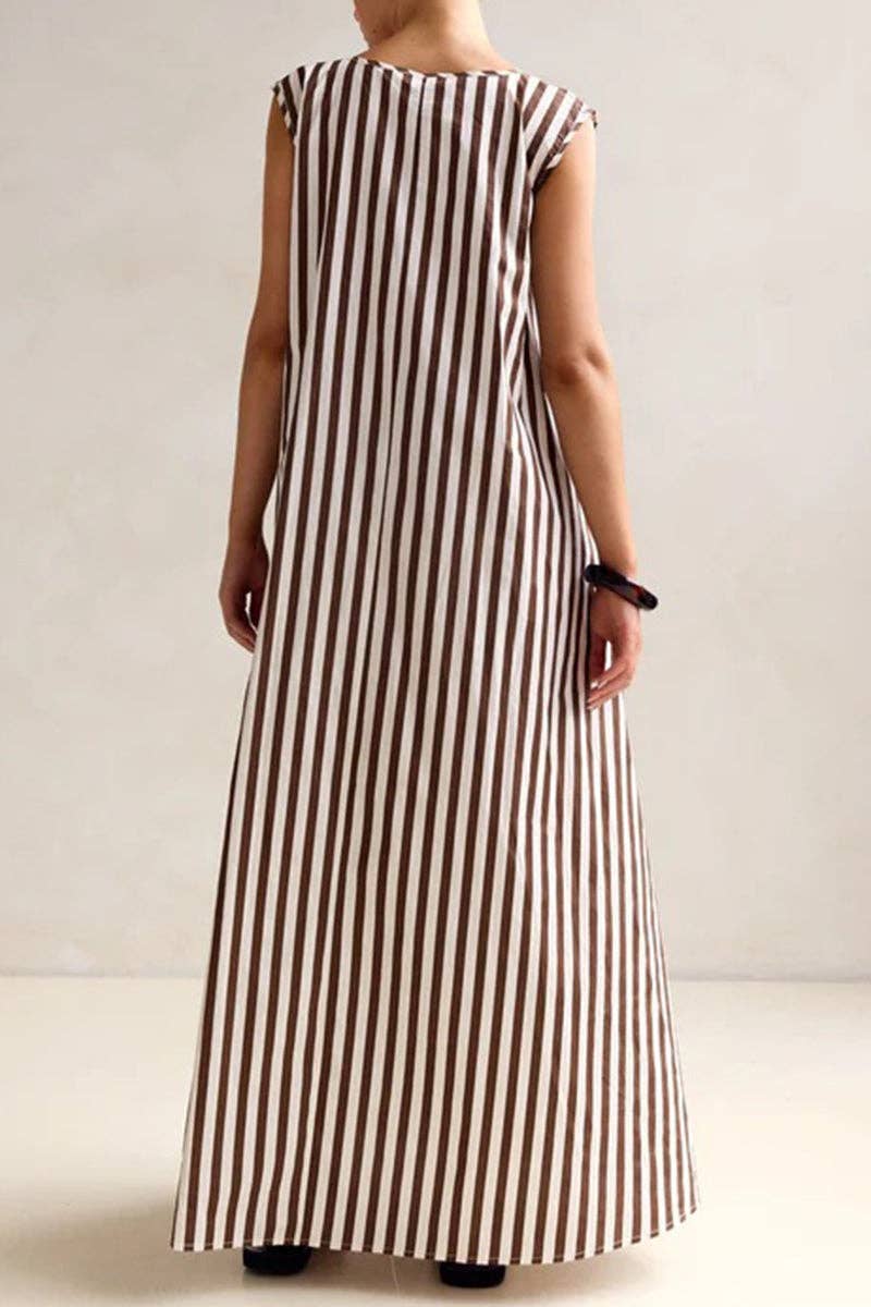 Cocoa & Cream Striped Maxi