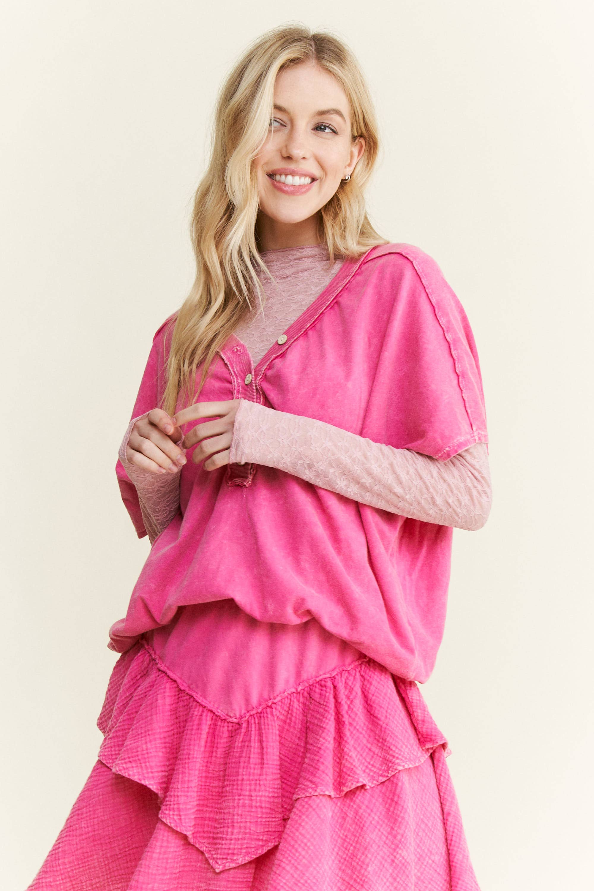 Mesh Floral Lace Layering top HT6578P1 : Sage / S-M-L / 2-2-2