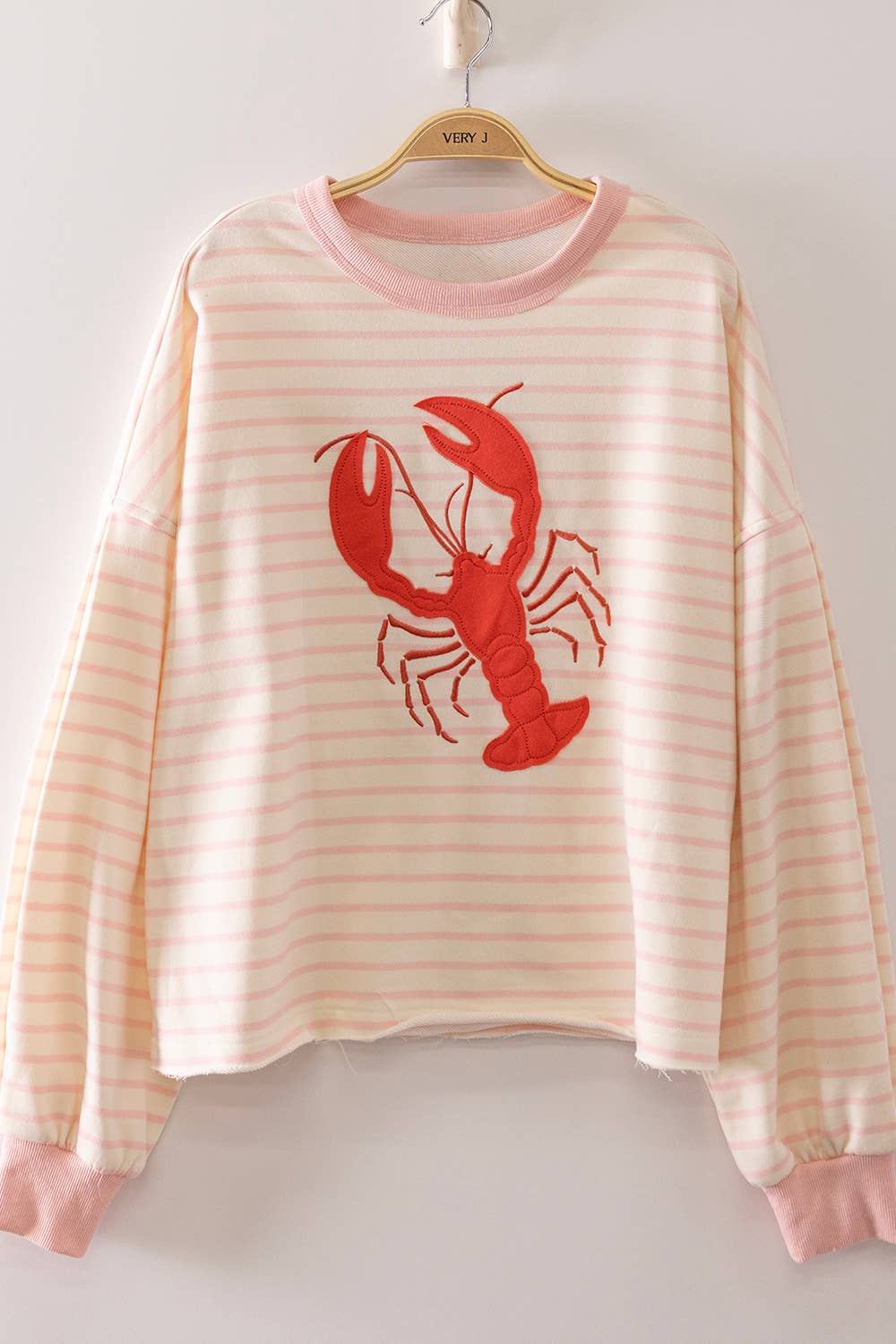 Lobster Stripe Long Sleeve Sweater Pink Mix