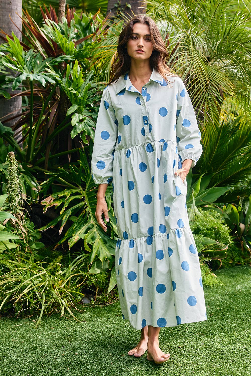 Sage Polka Dot Maxi Dress