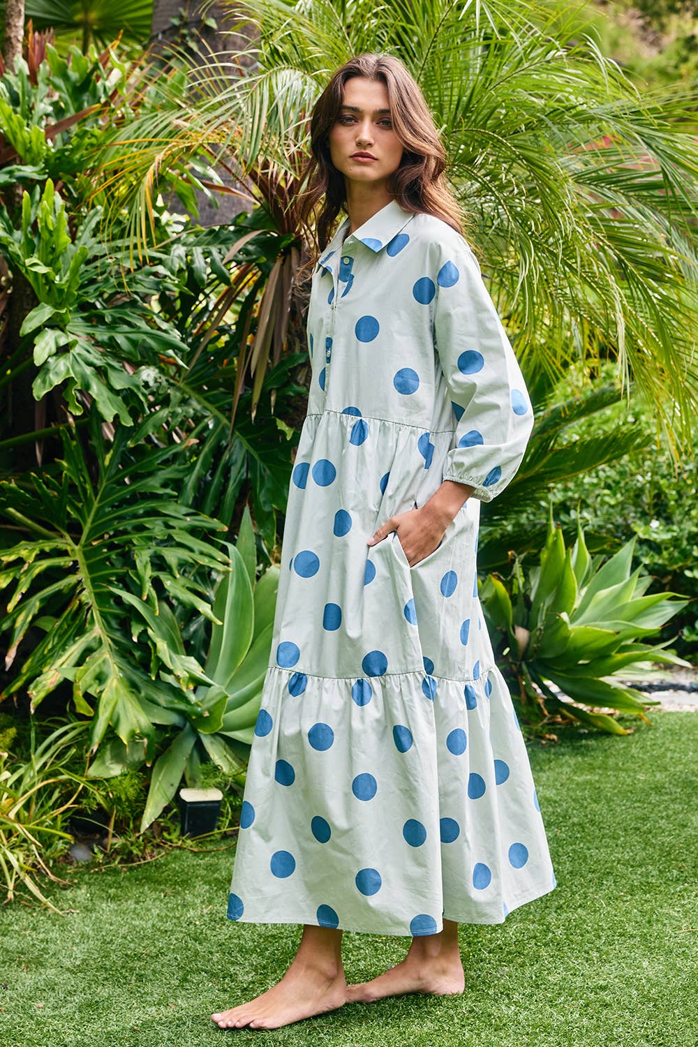 Sage Polka Dot Maxi Dress