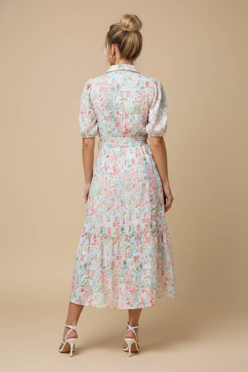 Pastel Village Midi Dress