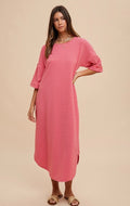 Coral Stripe Terry Dress