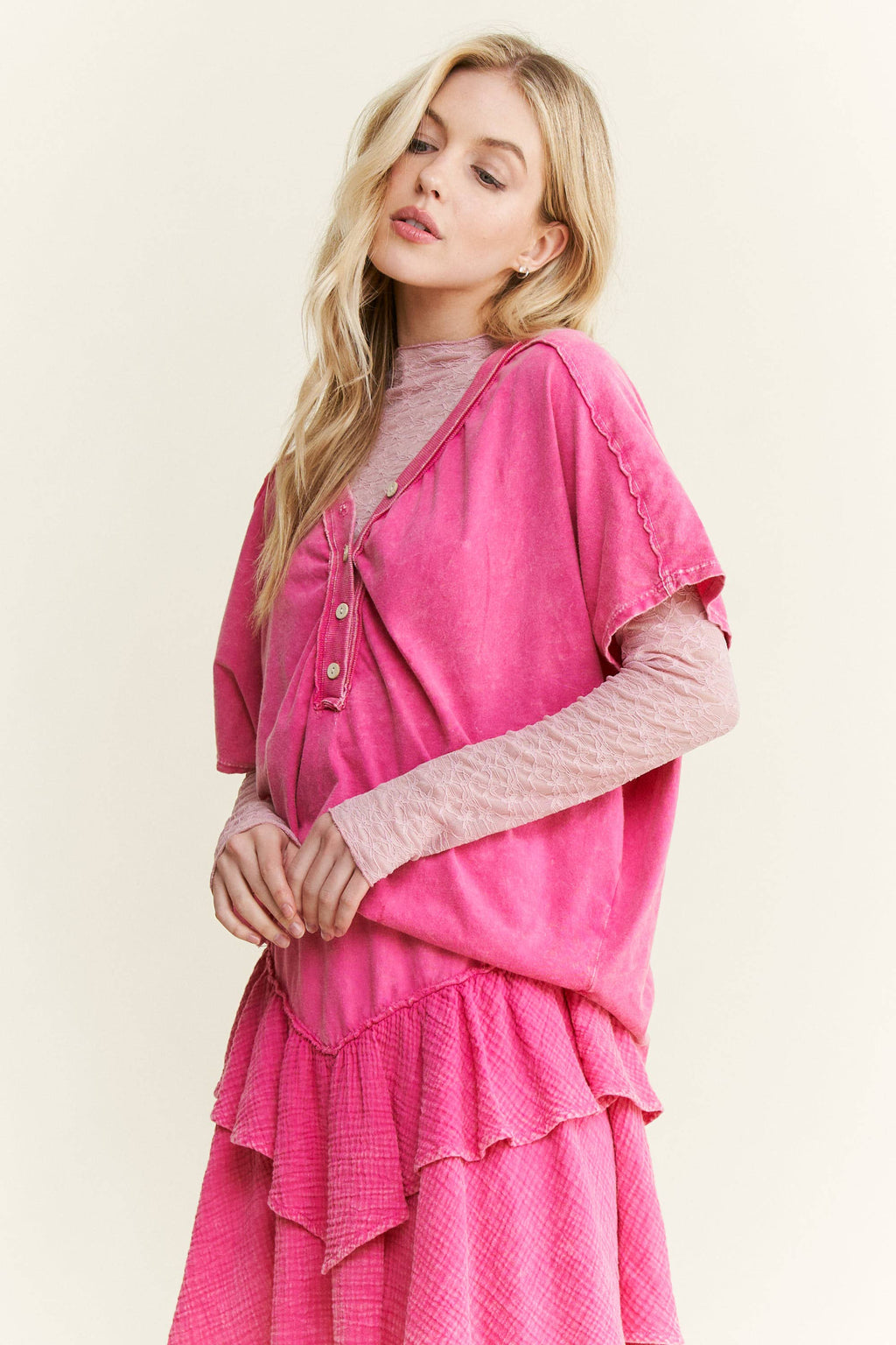 Mesh Floral Lace Layering top HT6578P1 : Sage / S-M-L / 2-2-2