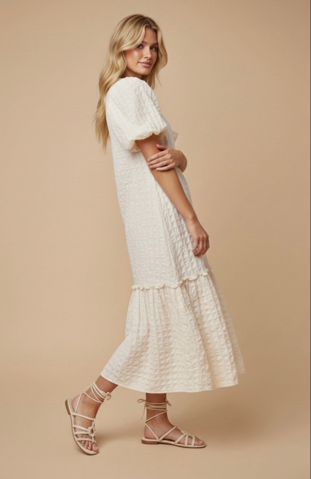 The Ivory Grace Midi Dress