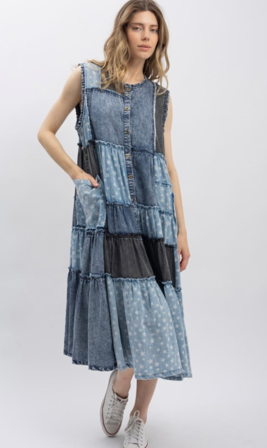 Denim Dreams Patchwork Dress