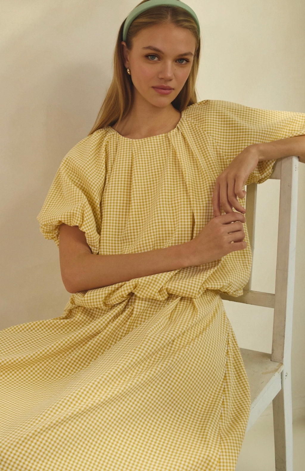 Gingham Yellow Matching Top & Skirt Set