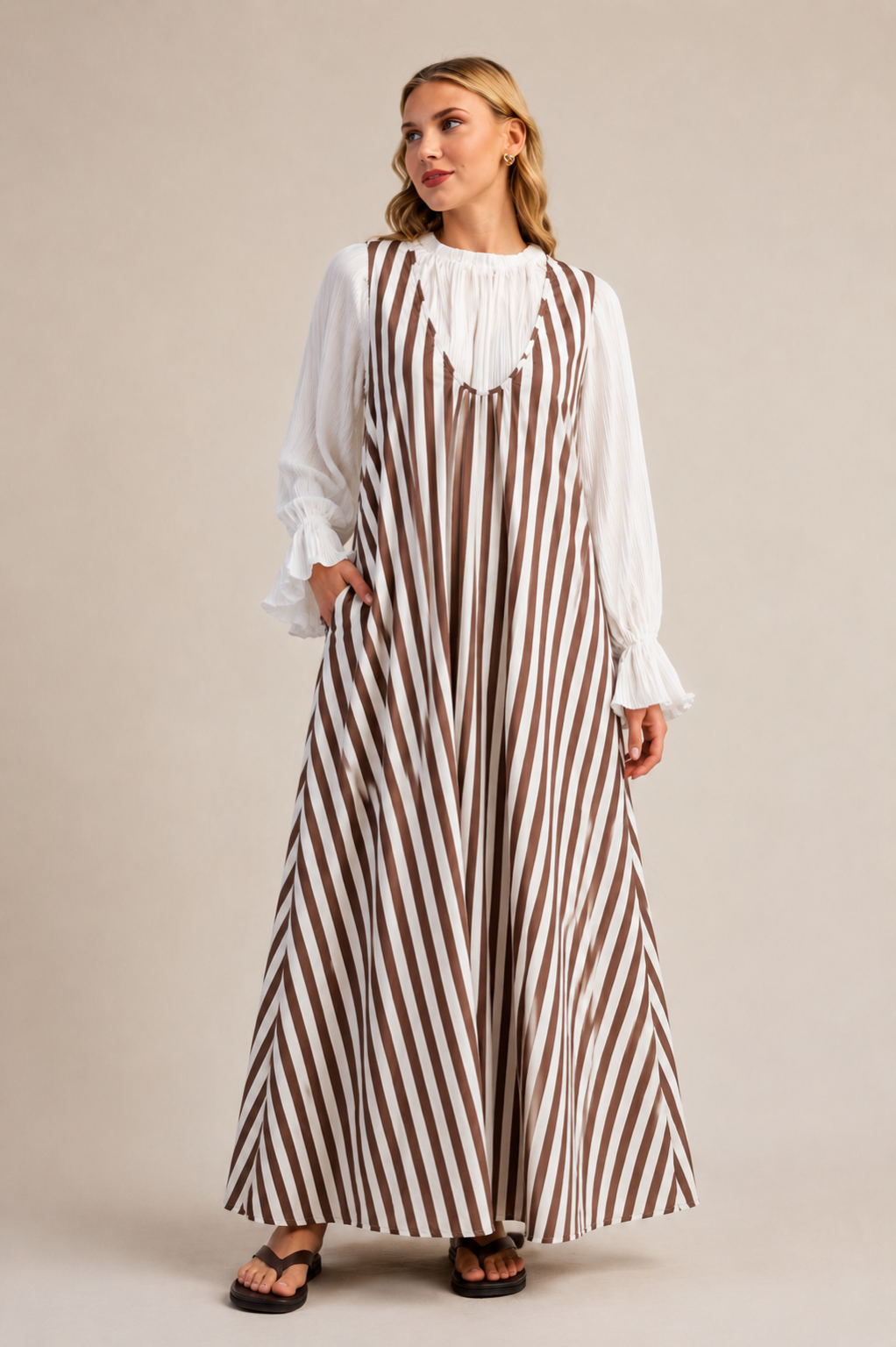 Cocoa & Cream Striped Maxi – Style Revival Store