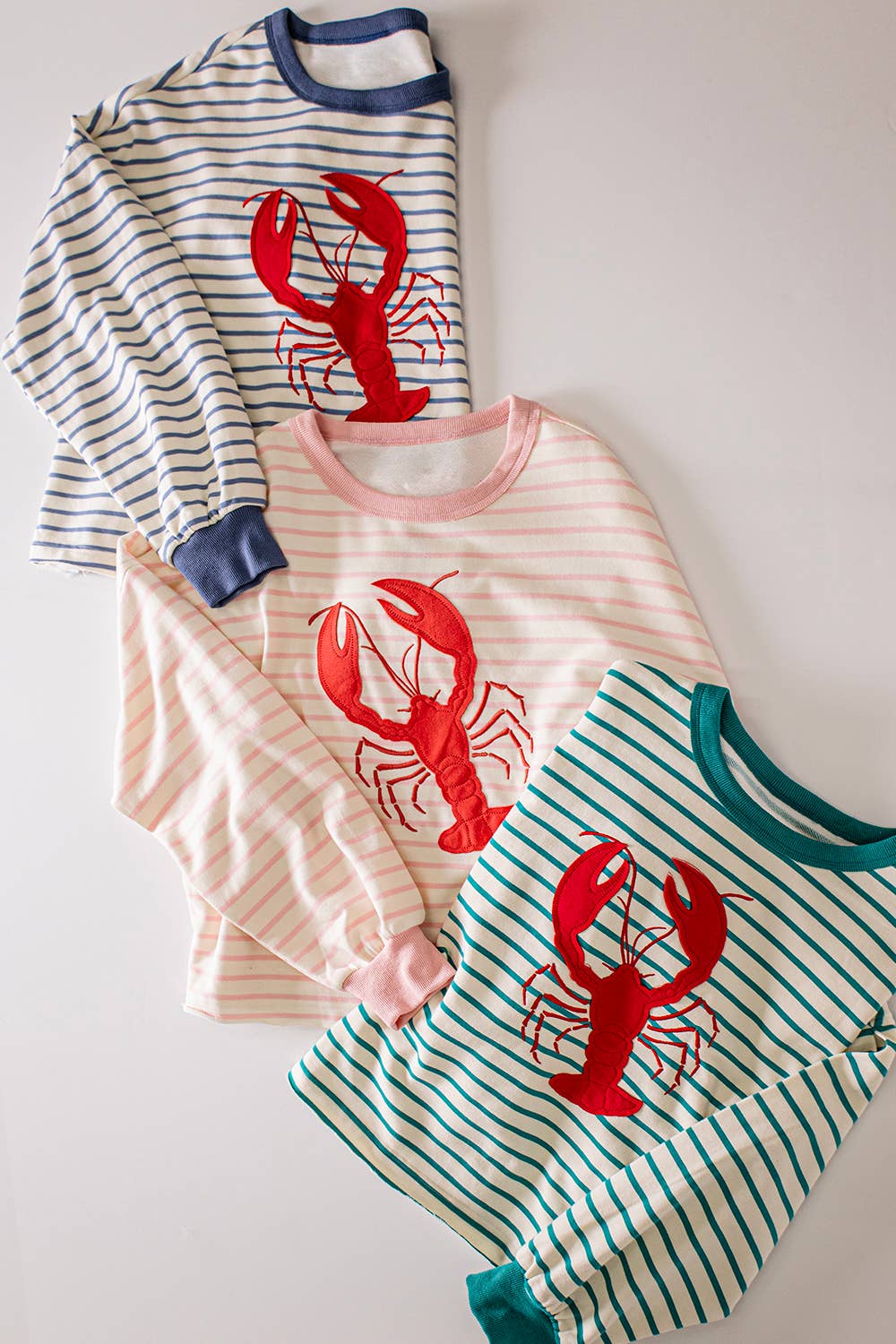 Lobster Stripe Long Sleeve Sweater Pink Mix