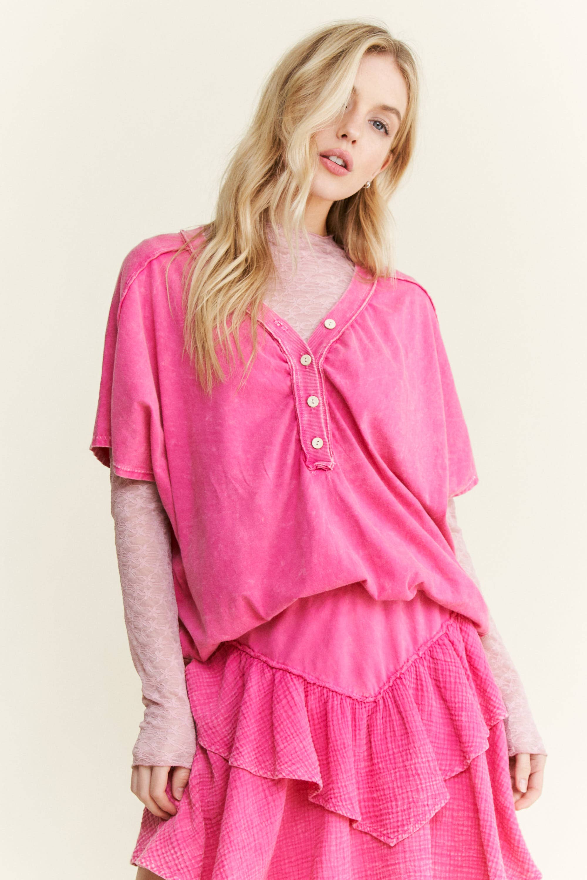 Mesh Floral Lace Layering top HT6578P1 : Taupe / S-M-L / 2-2-2