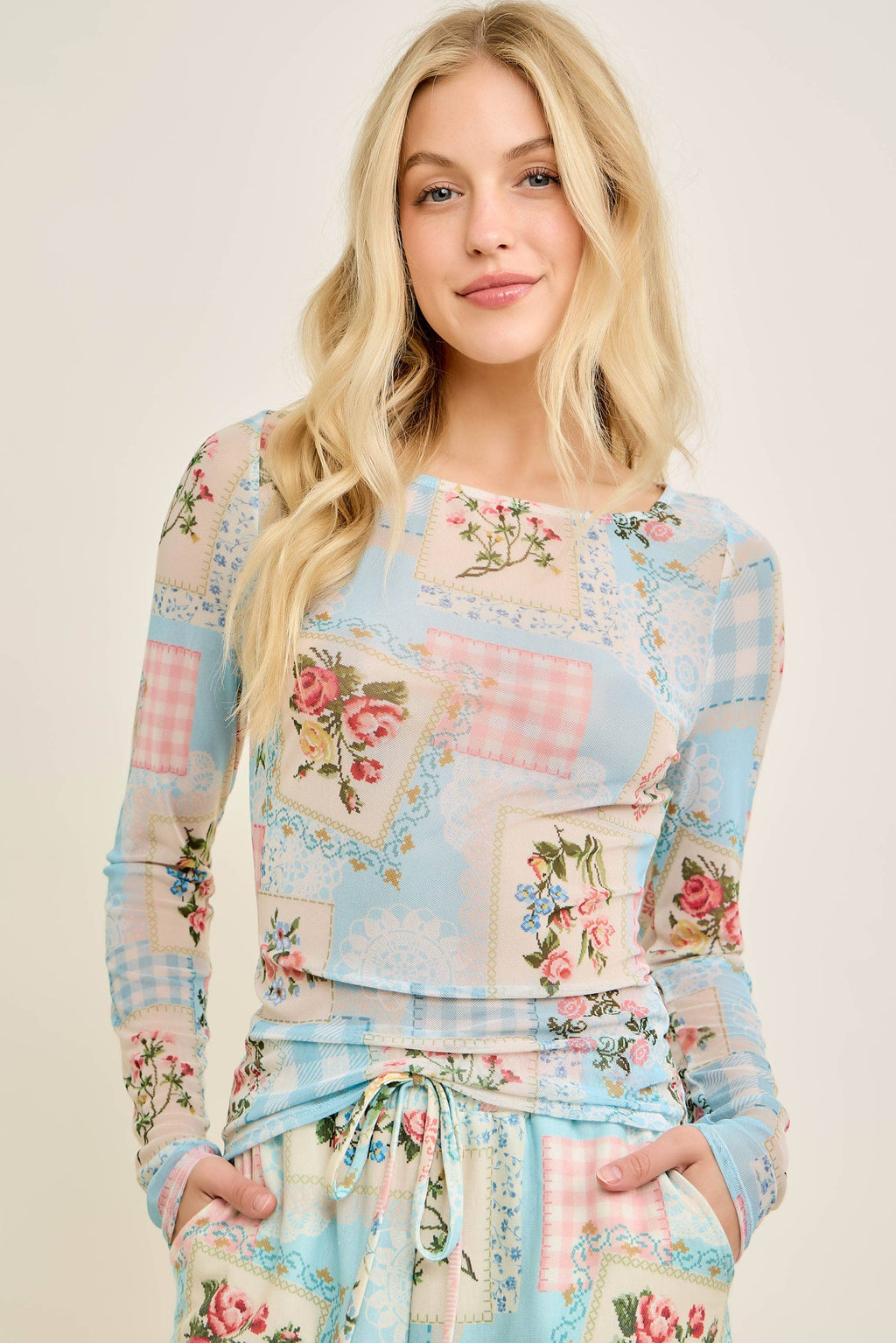 Rosy Nostalgia Mesh Top