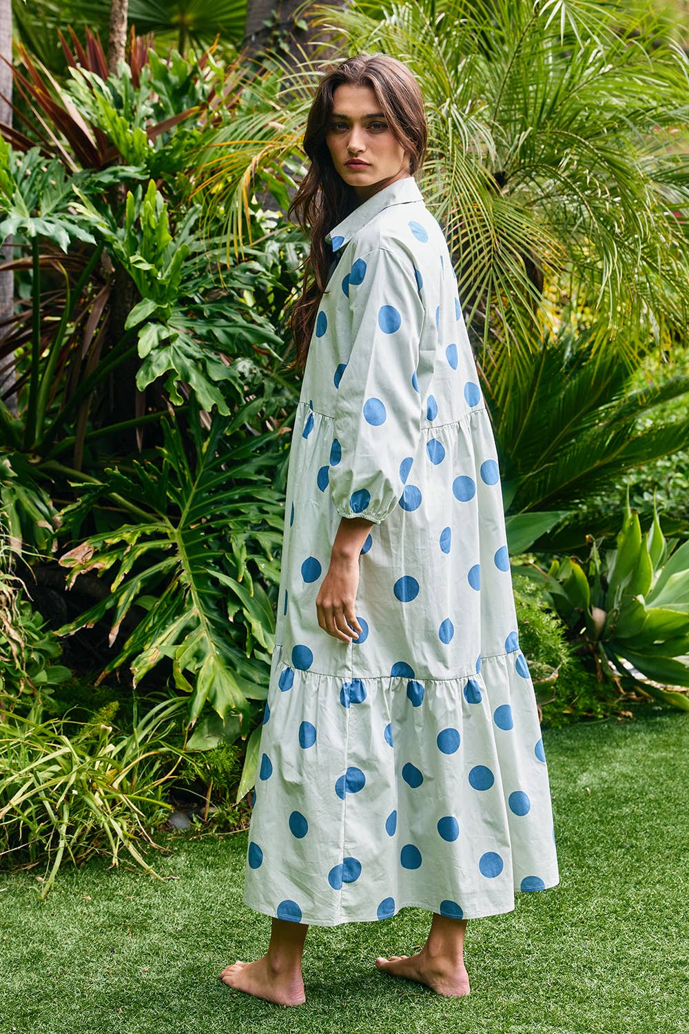 Sage Polka Dot Maxi Dress