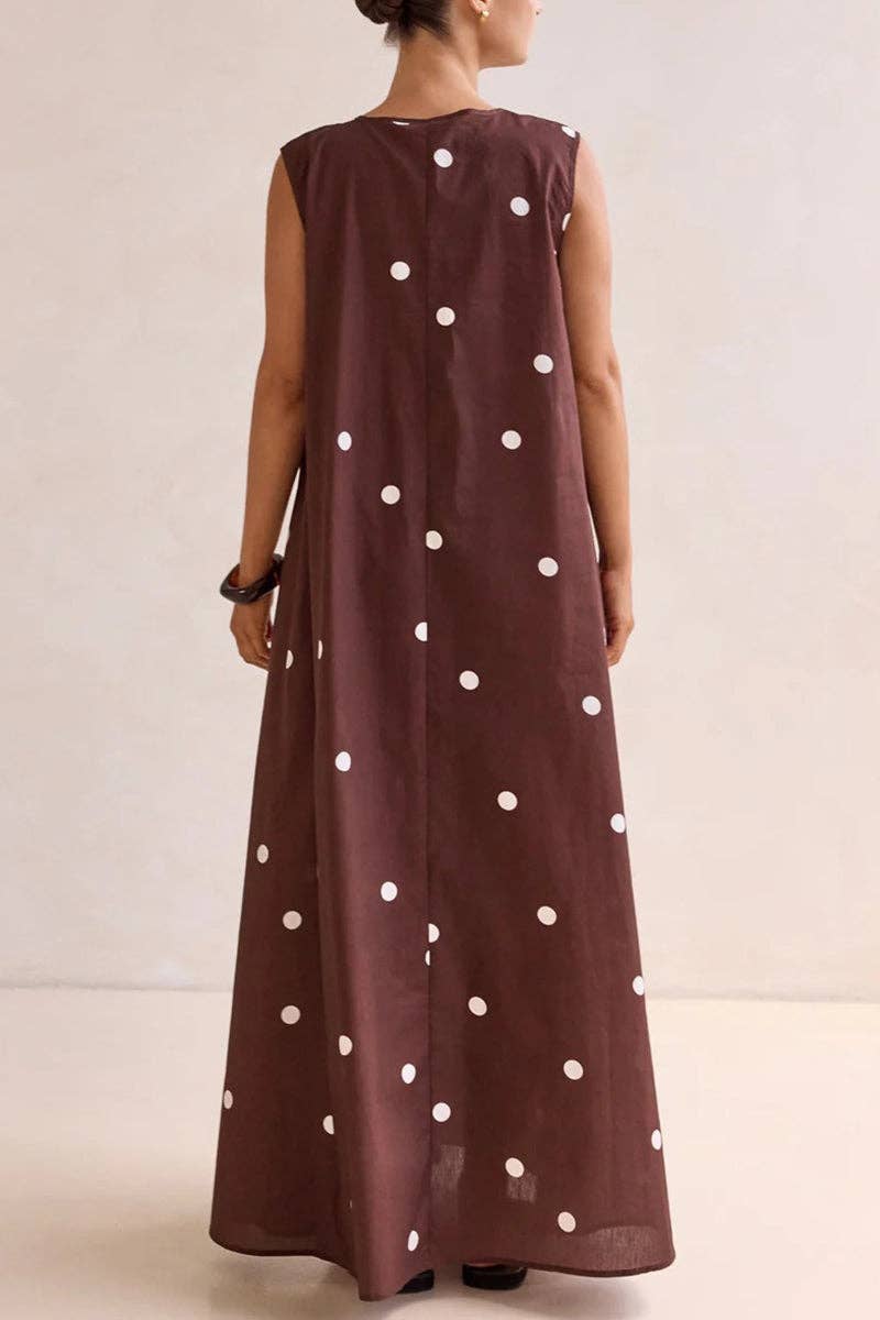 Mocha Charm Polka Dot Maxi