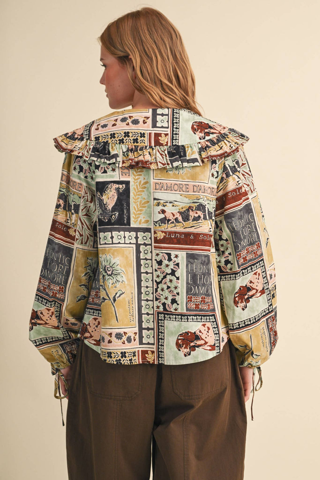 PATCHWORK PRINT DOLL COLLAR BUTTON UP TOP