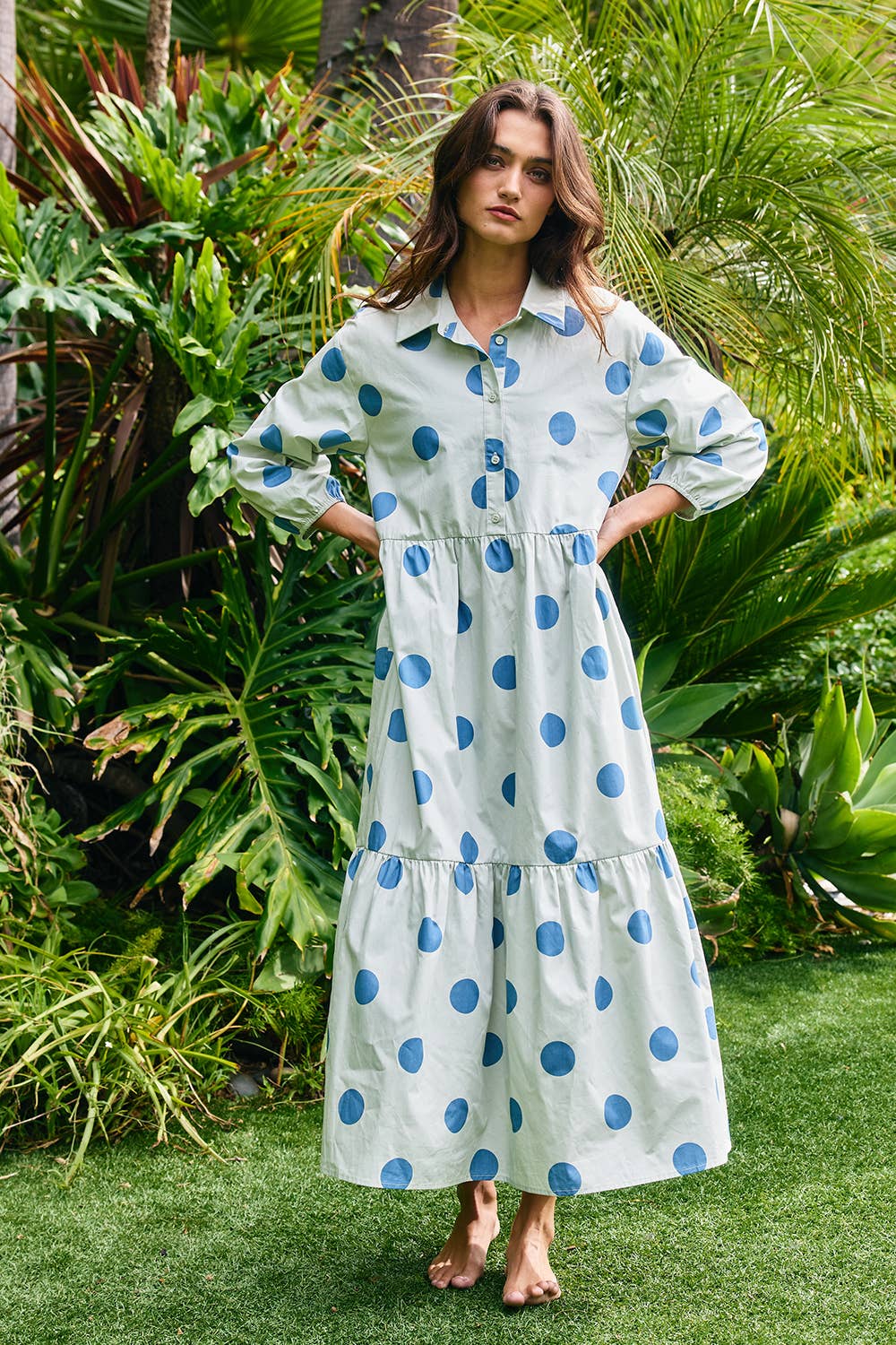 Sage Polka Dot Maxi Dress